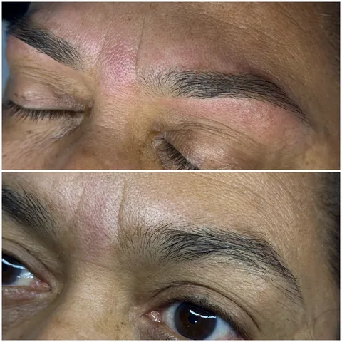 Design de sobrancelhas, depois (em cima) e antes (em baixo), cliente 2, Kaoma Ferraz, Alvalade, Lisboa